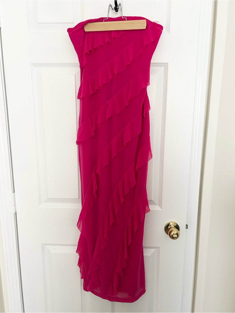 Fuchsia Ruffle Cascade Maxi Dress - Women
